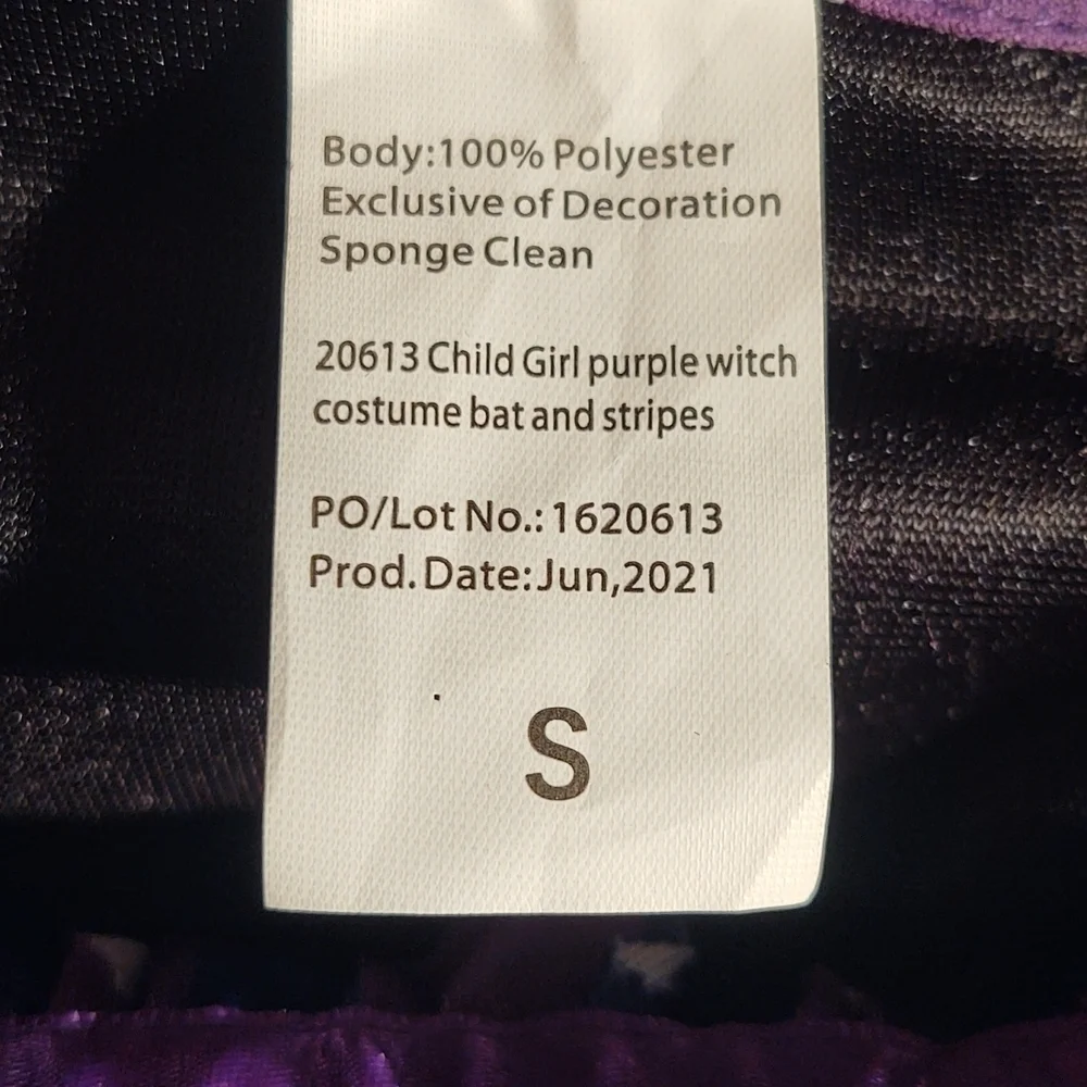 Spooktacular Creations Purple and Black Witch Dress with Puffed Sleeves Sz S